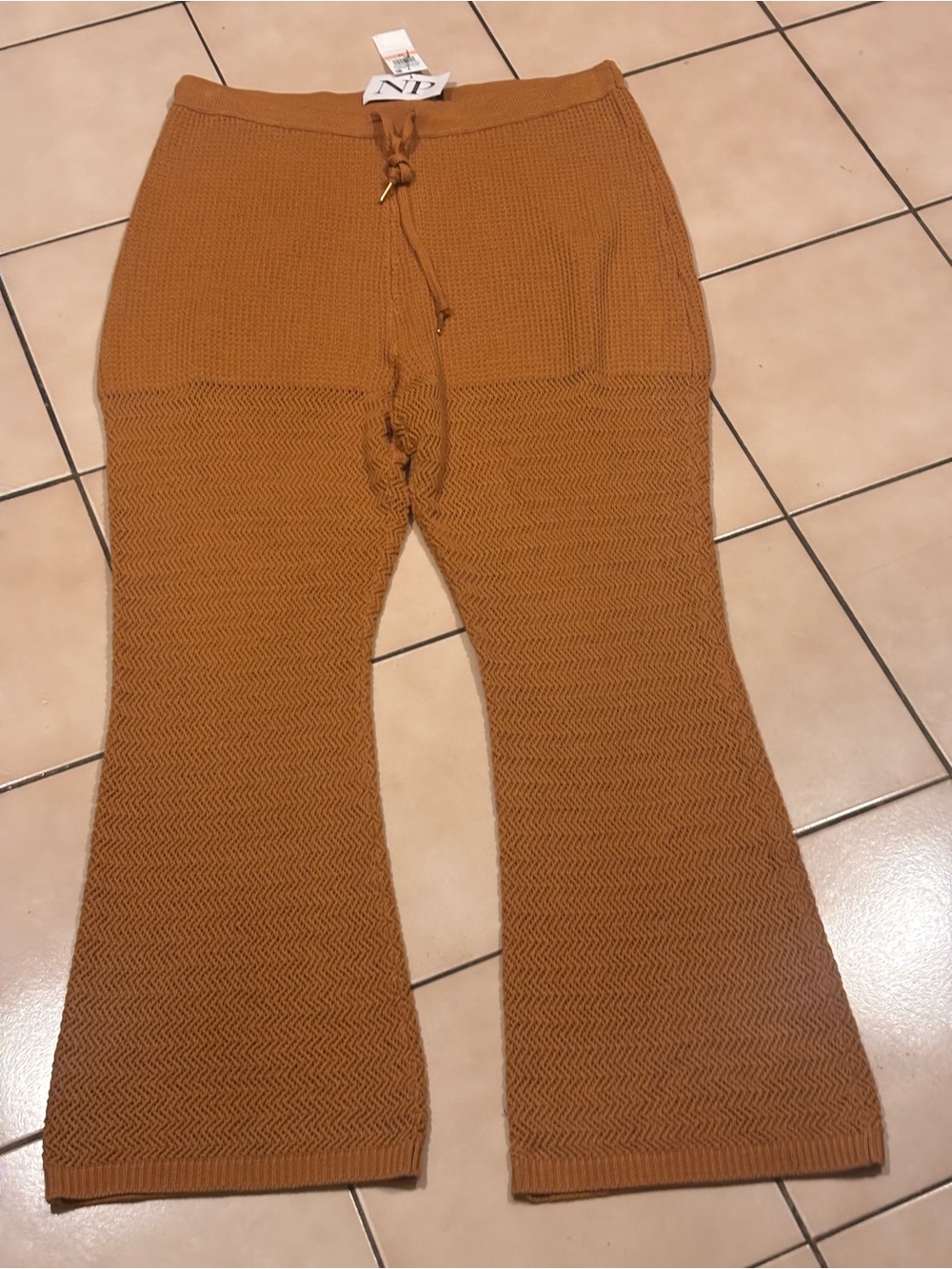 Knit Flared Pants- Caramel Brown